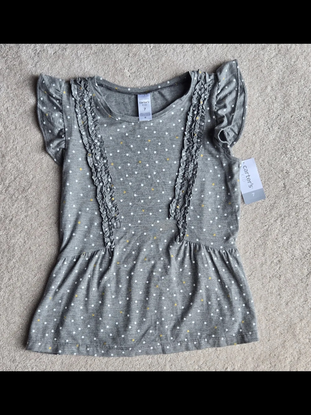 Carter's Gray Dot Ruffle Kids Top